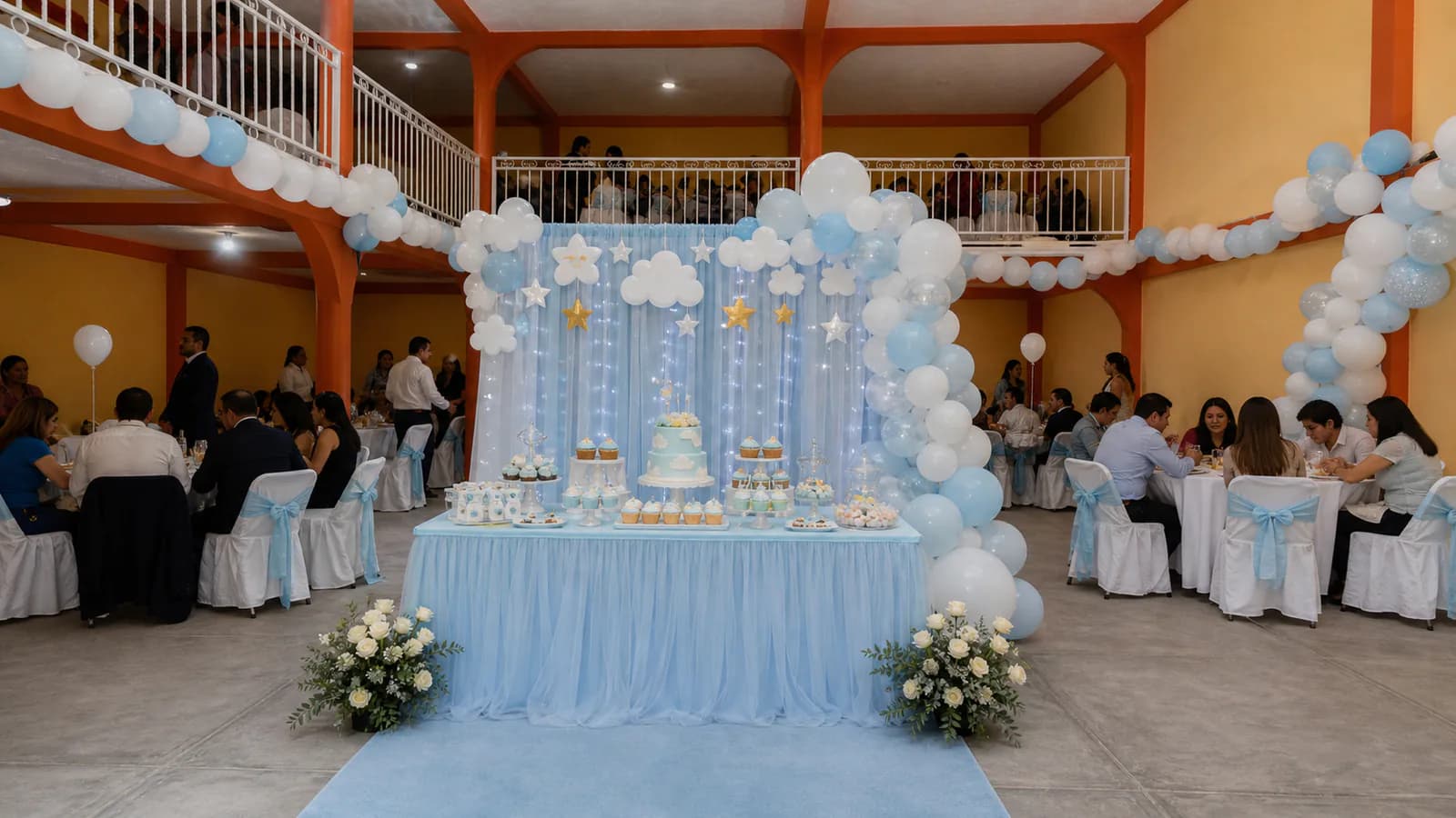 Baby shower: mesa dulces azul en el Salón Campeche