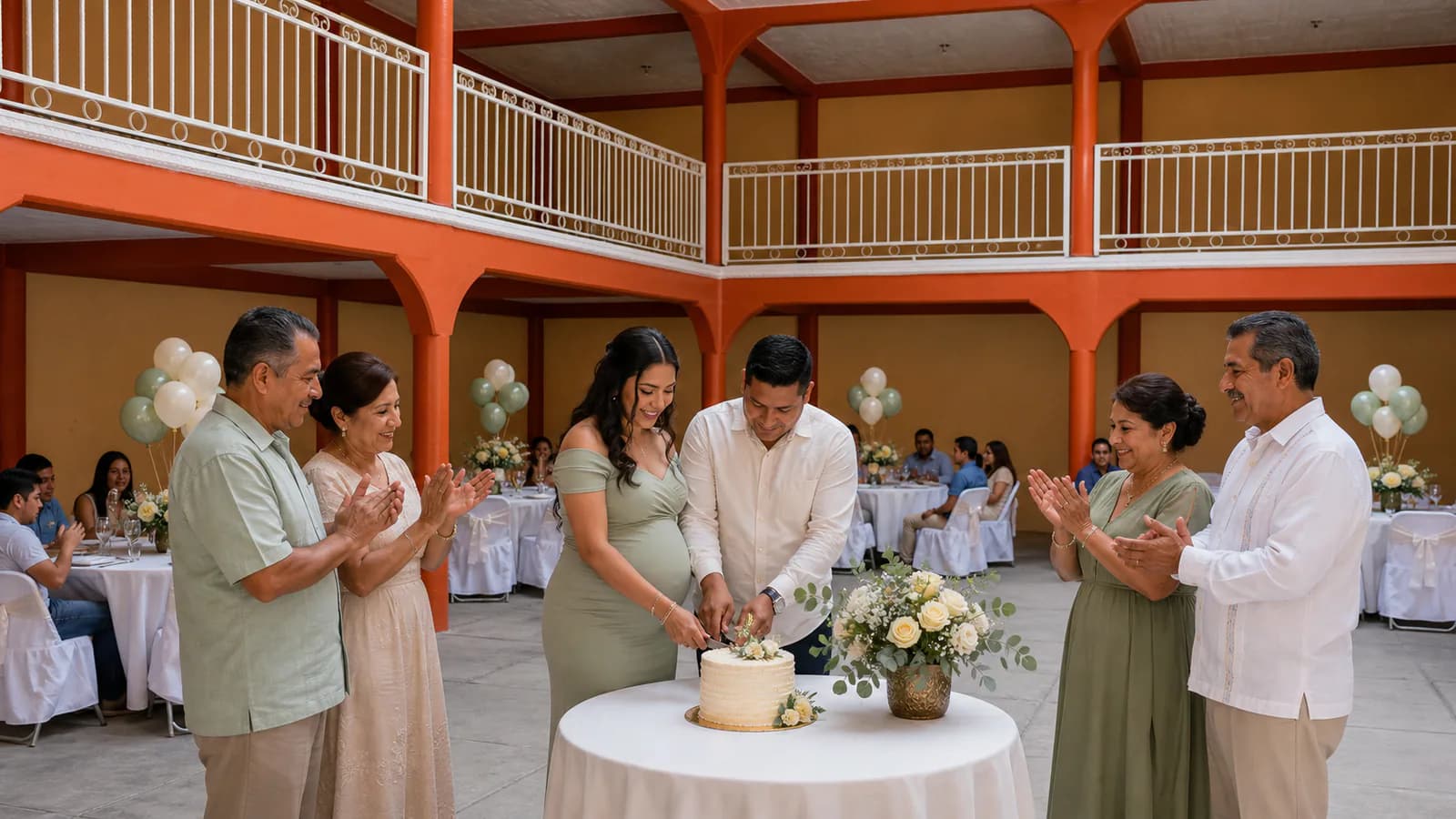 Baby shower: corte pastel familiar en el Salón Campeche