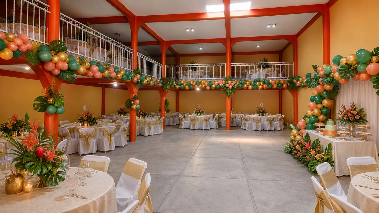Cumpleaños de adultos: montaje tropical en el Salón Campeche